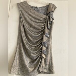 Silver Asymmetrical Ruched Sheath Blouse